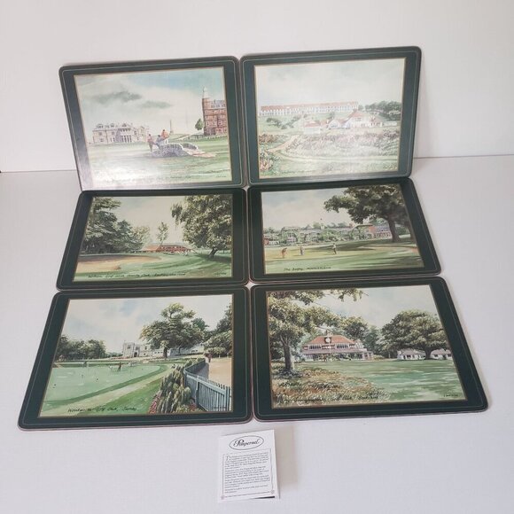 NIB Vintage Pimpernel UK/England Champion Golf Course Collectors Set Placemats 6 - Picture 10 of 16